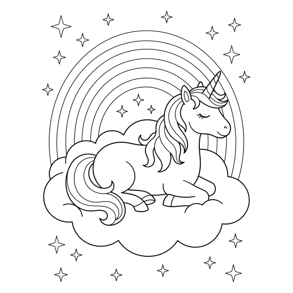 Coloriage Dessin Coloriage Licorne Arc-en-Ciel à imprimer