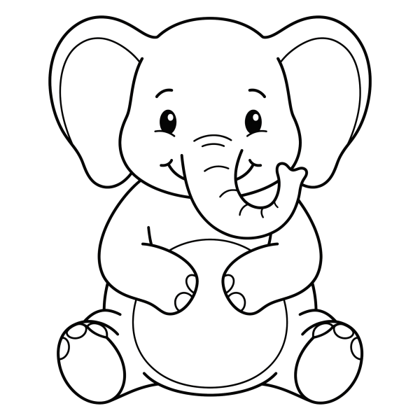 Coloriage Dessin d'Éléphant Assis à imprimer