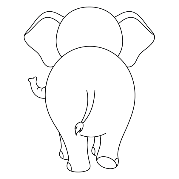 Coloriage Dessin d'Éléphant de Dos à imprimer