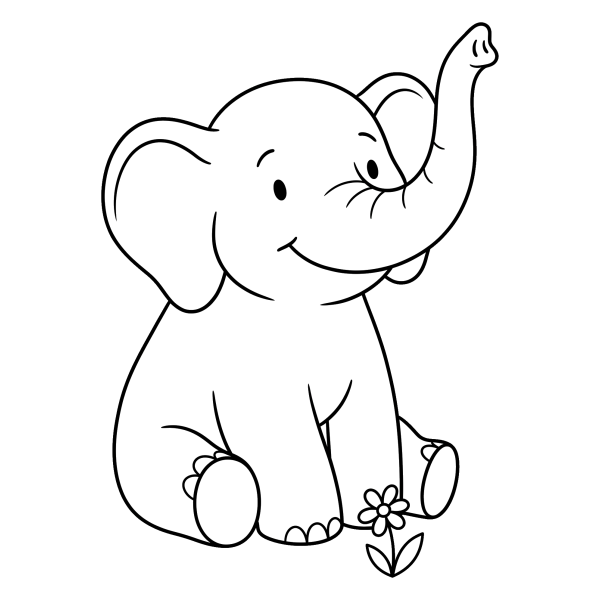Coloriage Dessin d'Éléphant Simple à imprimer