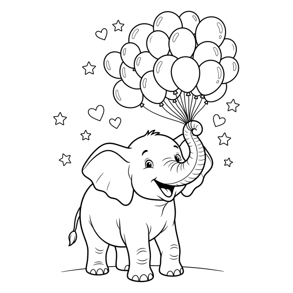 Coloriage Dessin Éléphant Ballon à imprimer