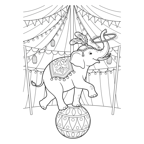 Coloriage Dessin Éléphant Cirque à imprimer