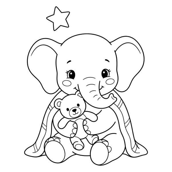 Coloriage Dessin Éléphant Cute à imprimer