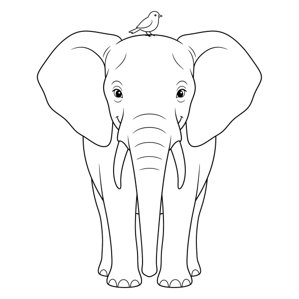 Coloriage Dessin Éléphant de Face à imprimer