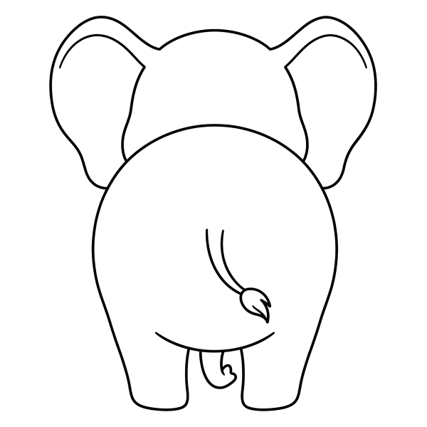 Coloriage Dessin Éléphant Facile de Dos à imprimer