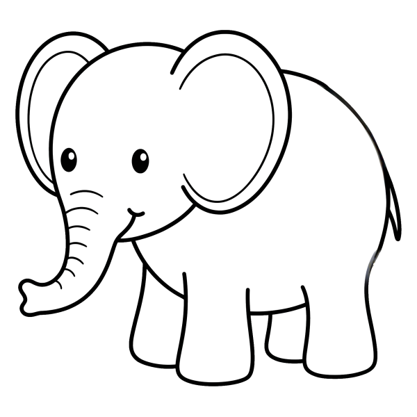 Coloriage Dessin Éléphant Facile à imprimer
