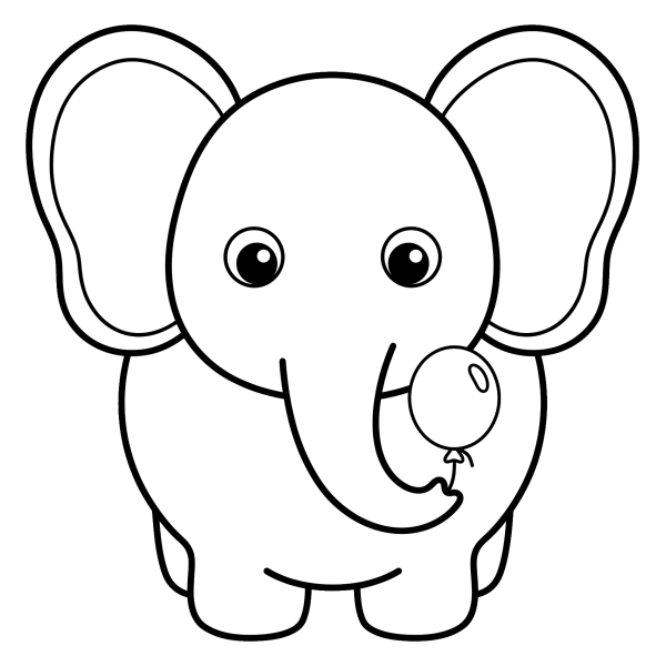 Coloriage Dessin Éléphant Mignon Facile à imprimer