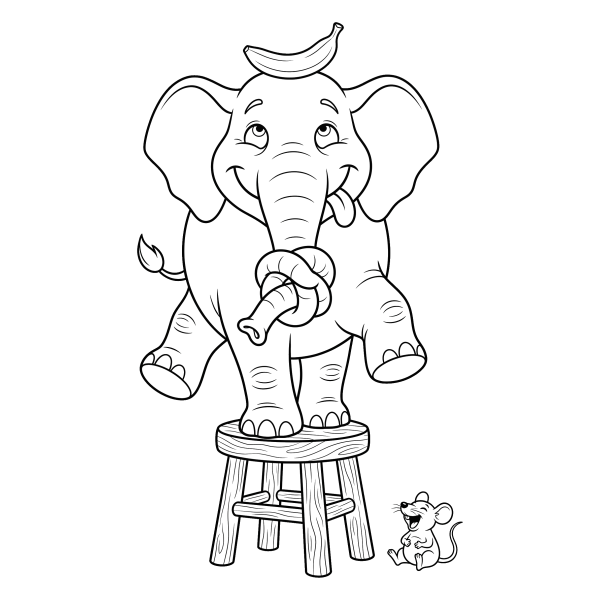 Coloriage Dessin Éléphant Rigolo à imprimer