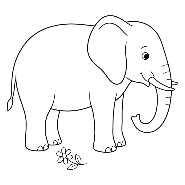 Coloriage Dessin Éléphant Simple à imprimer