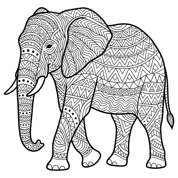 Coloriage Dessin Éléphant Stylisé à imprimer