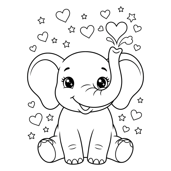 Coloriage Dessin Éléphant Trop Mignon à imprimer