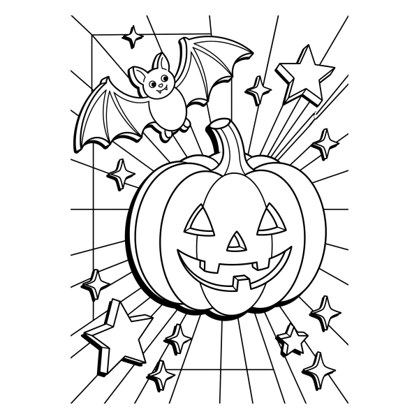 Coloriage Dessin Halloween 3D à imprimer