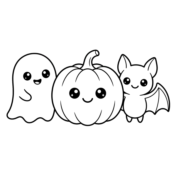 Coloriage Dessin Halloween Kawaii à imprimer