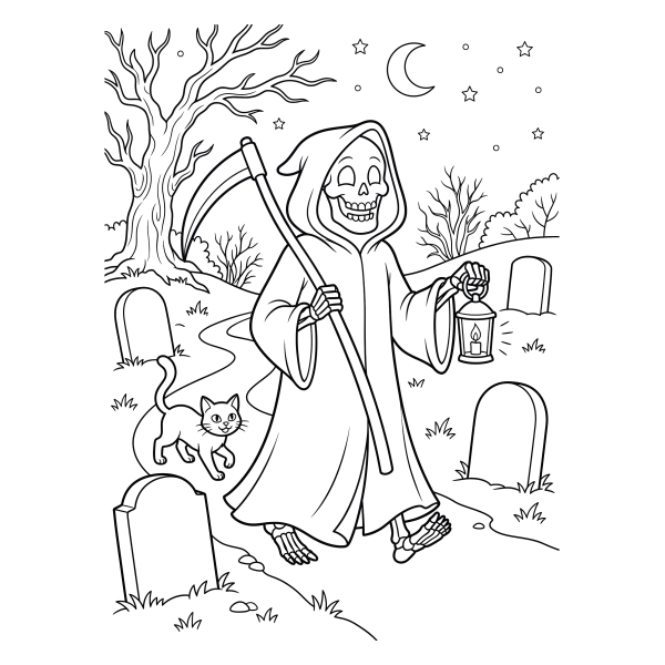 Coloriage Dessin Halloween la Faucheuse à imprimer