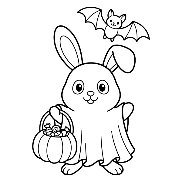 Coloriage Dessin Halloween Lapin à imprimer