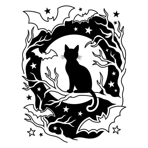 Coloriage Dessin Halloween Noir et Blanc à imprimer