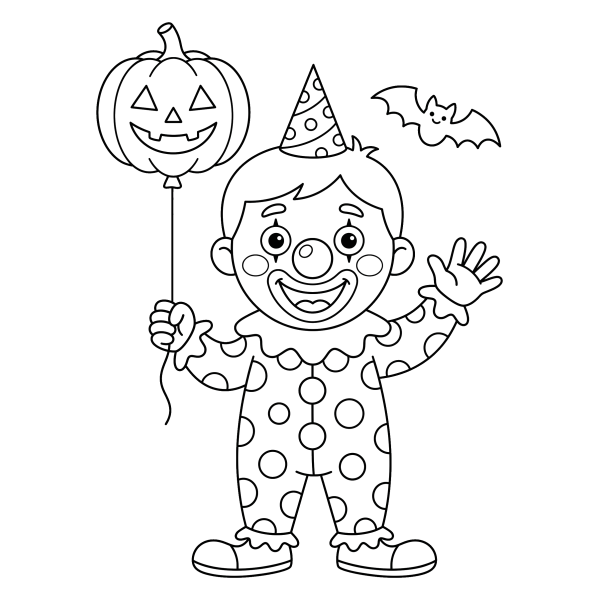 Coloriage Dessin Halloween qui Fait Peur Clown à imprimer