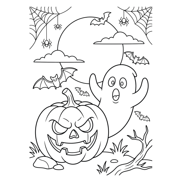 Coloriage Dessin Halloween qui Fait Peur à imprimer