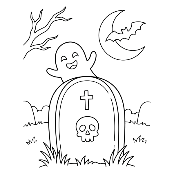 Coloriage Dessin Halloween RIP à imprimer