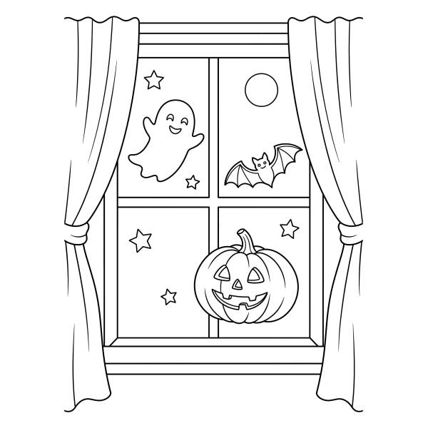 Coloriage Dessin Halloween Vitre à imprimer