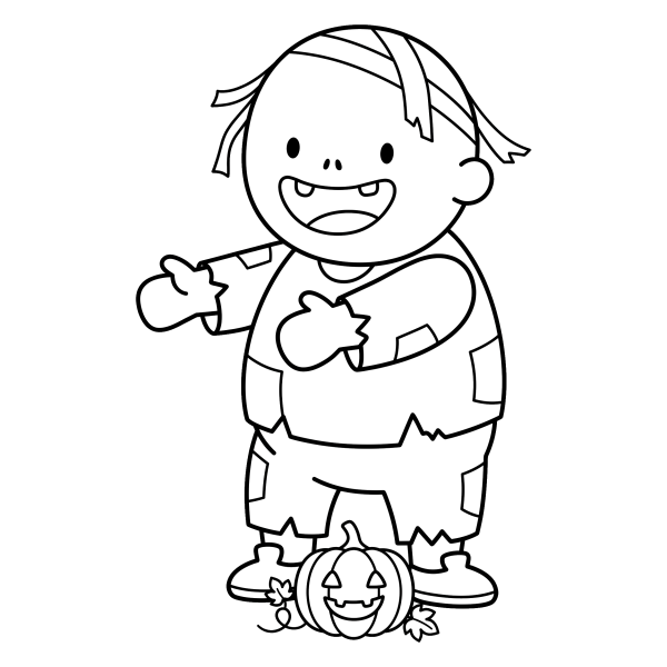 Coloriage Dessin Halloween Zombie Facile à imprimer