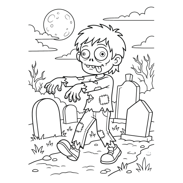 Coloriage Dessin Halloween Zombie à imprimer