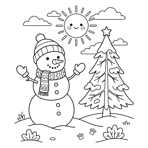 Coloriage Dessin Hiver Facile Couleur à imprimer