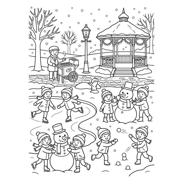 Coloriage Dessin Hiver Gratuit à imprimer