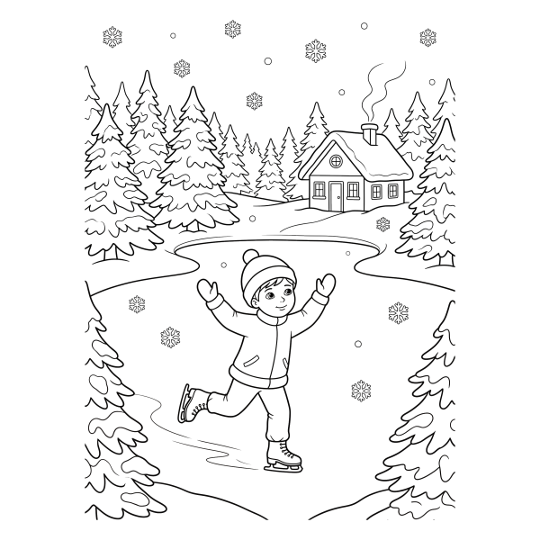Coloriage Dessin Hiver Janvier à imprimer