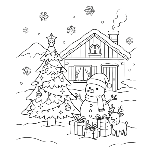 Coloriage Dessin Hiver Noël à imprimer