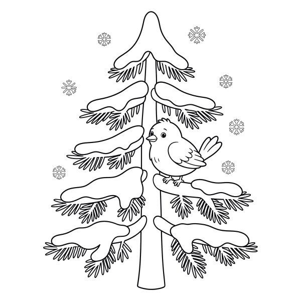 Coloriage Dessin Hiver Sapin à imprimer
