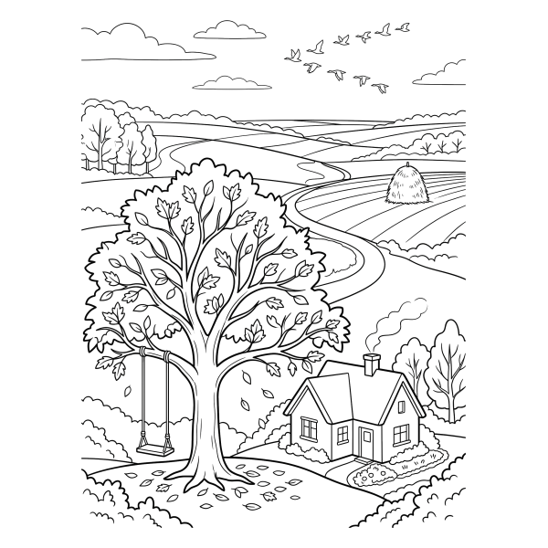 Coloriage Dessin Illustration Automne à imprimer