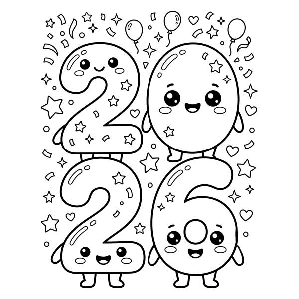 Coloriage Dessin Kawaii 2026 à imprimer