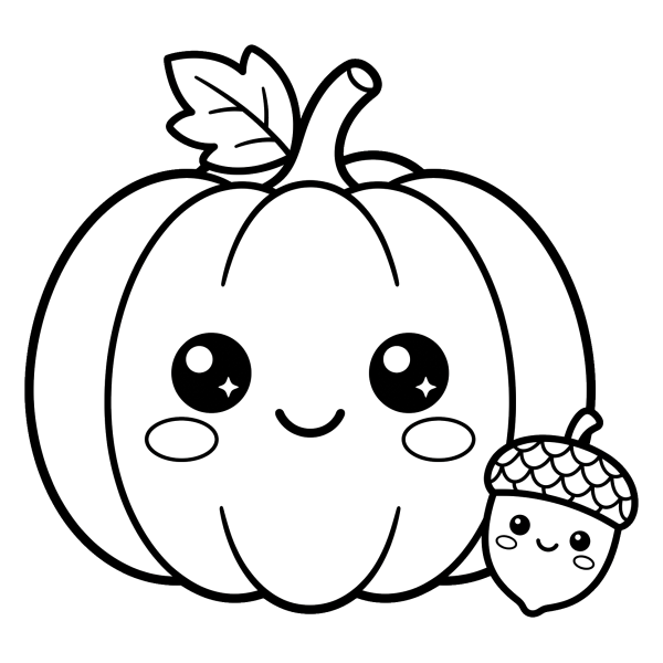Coloriage Dessin Kawaii Automne Facile à imprimer