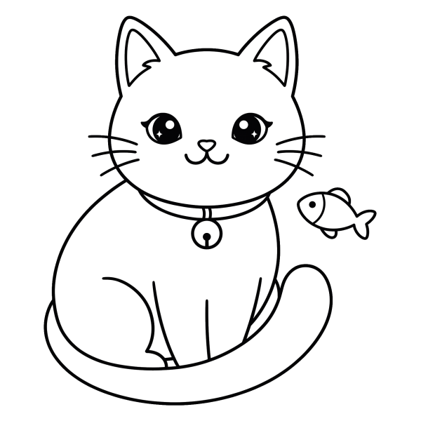 Coloriage Dessin Kawaii Chat à imprimer
