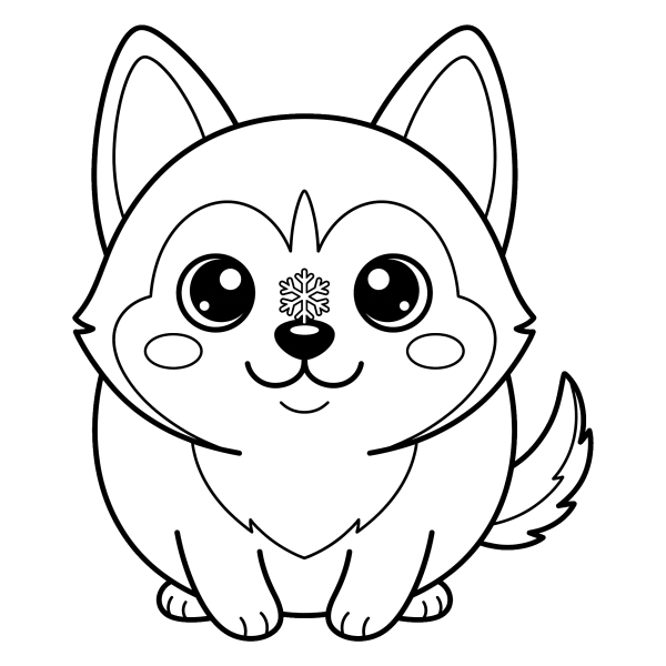 Coloriage Dessin Kawaii Chien Husky à imprimer