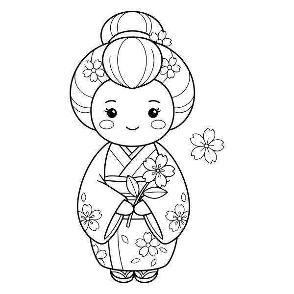 Coloriage Dessin Kawaii Japonais Facile à imprimer