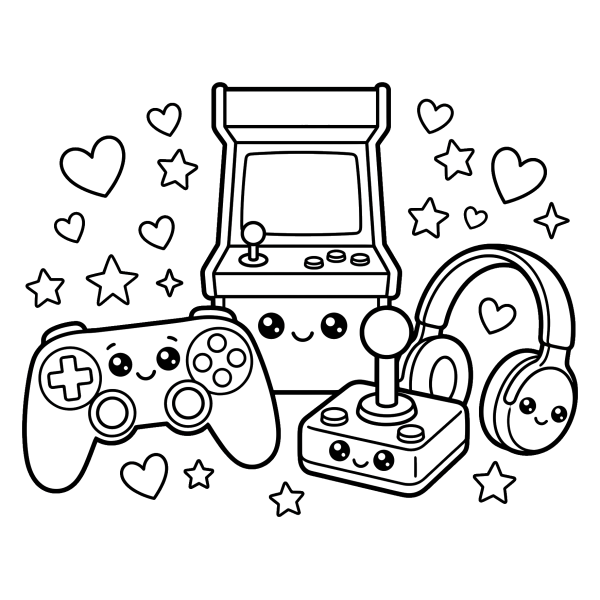 Coloriage Dessin Kawaii Jeux Vidéo à imprimer