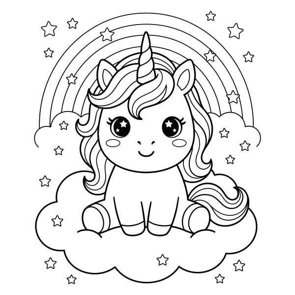 Coloriage Dessin Kawaii Licorne à imprimer