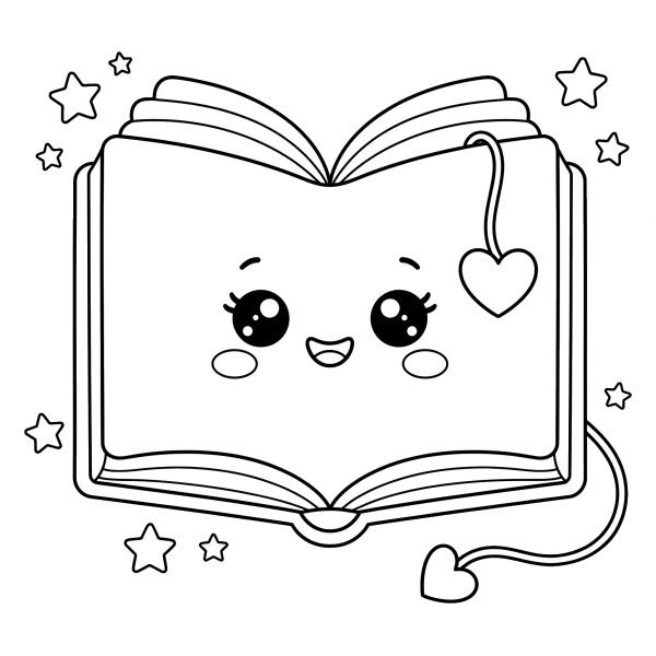 Coloriage Dessin Kawaii Livre à imprimer