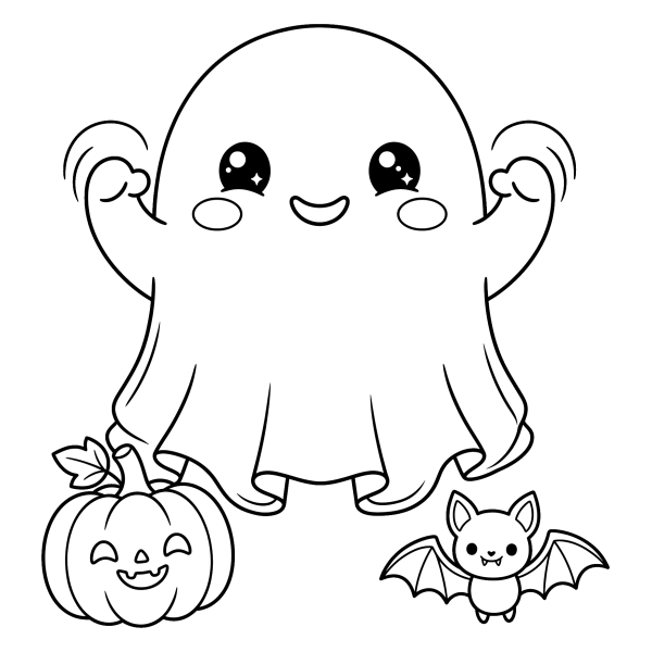 Coloriage Dessin Kawaii qui Fait Peur à imprimer