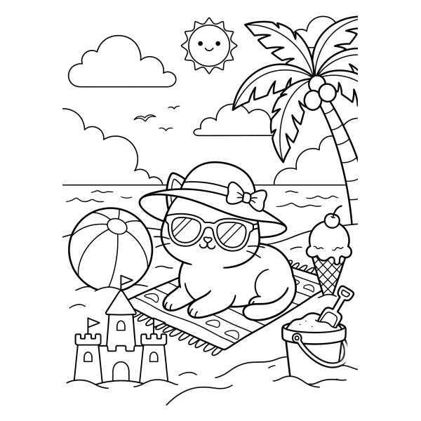 Coloriage Dessin Kawaii Vacances à imprimer