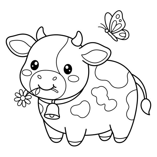 Coloriage Dessin Kawaii Vache à imprimer