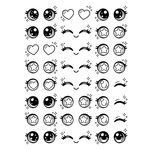 Coloriage Dessin Kawaii Yeux à imprimer