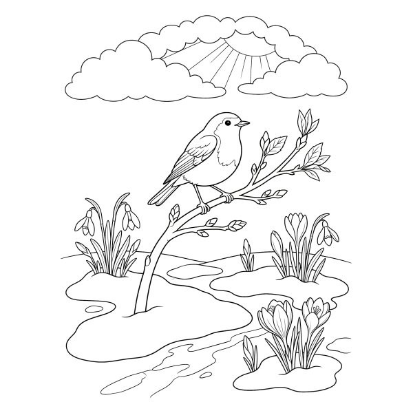 Coloriage Dessin le Printemps Reviendra à imprimer