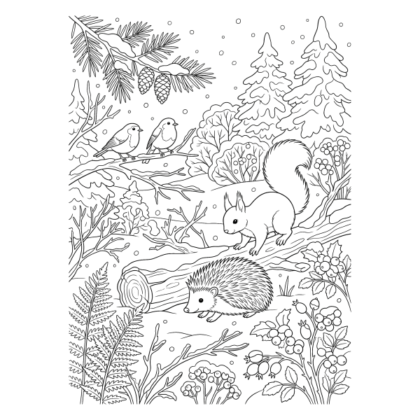Coloriage Dessin Nature Hiver à imprimer