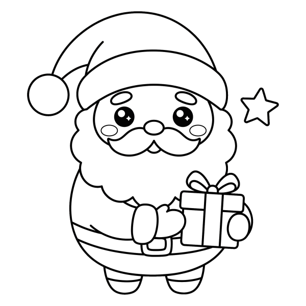 Coloriage Dessin Noël Kawaii à imprimer