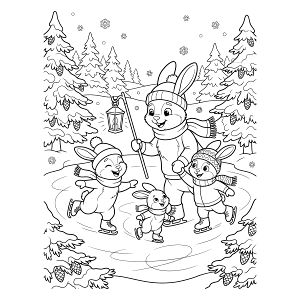 Coloriage Dessin Noël Lapin à imprimer
