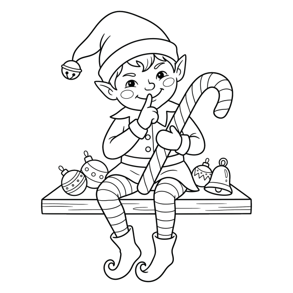 Coloriage Dessin Noël Lutin à imprimer