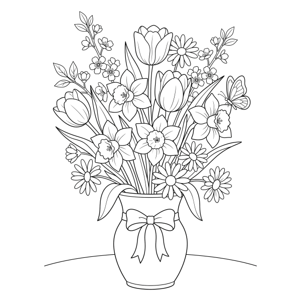 Coloriage Dessin Printemps Fleurs à imprimer